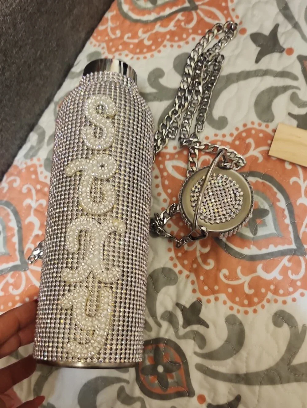 Rhinestone Bling Water Bottle - Silver Crystal